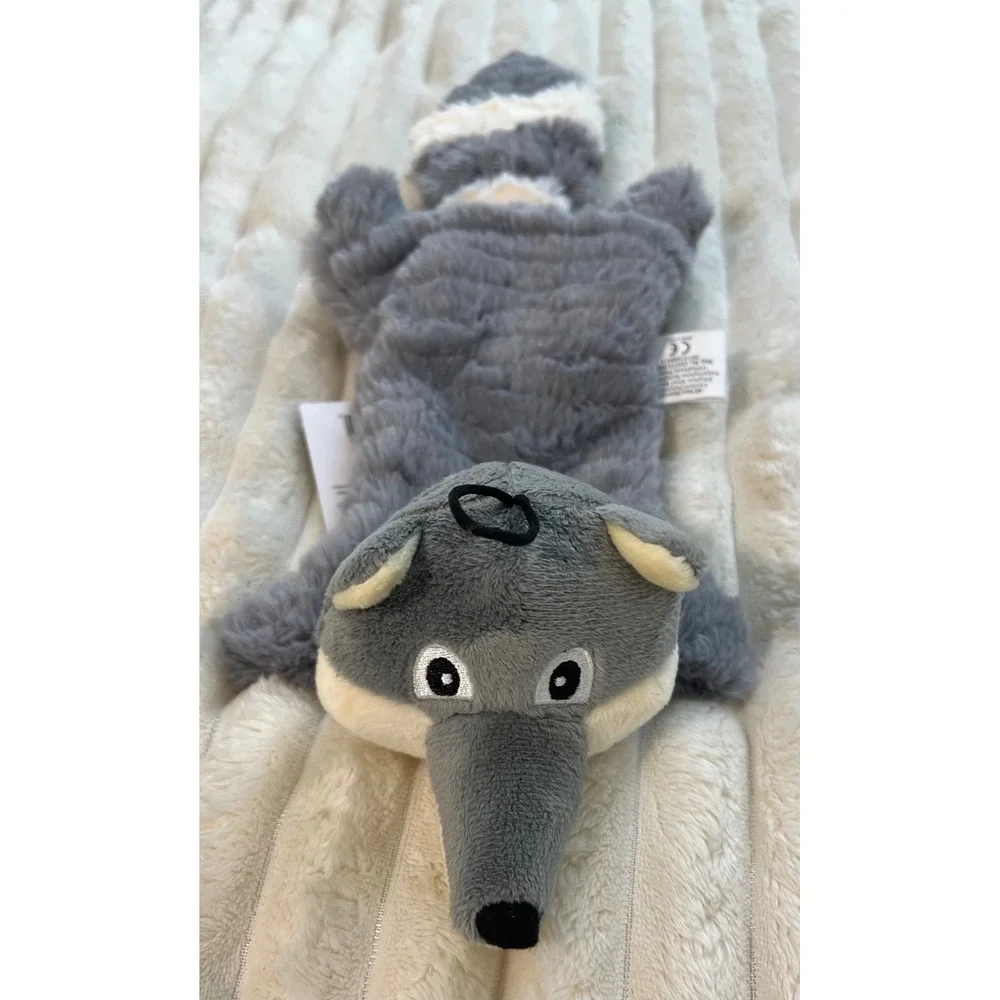 SmartPetLove Tender-Tuffs Bottle Raccoon Dog Toy Gray Plush Crinkle Squeaker NEW